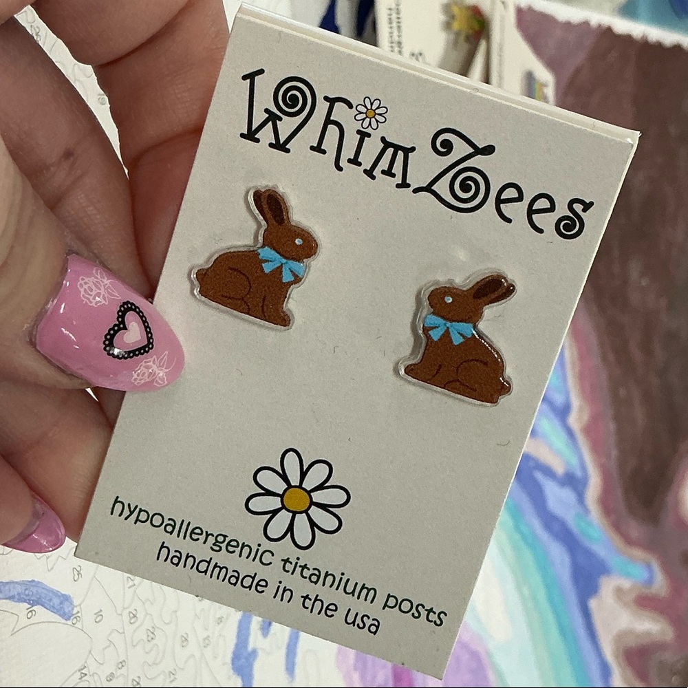 Whimzees Brown Chocolate Bunny Earrings